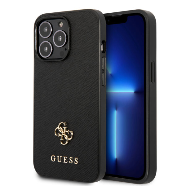 Guess "Small 4G Logo Collection" Hard Case Saffiano Leather Θήκη προστασίας από δερματίνη – iPhone 13 Pro (Μαύρη) - GUHCP13LPS4MK