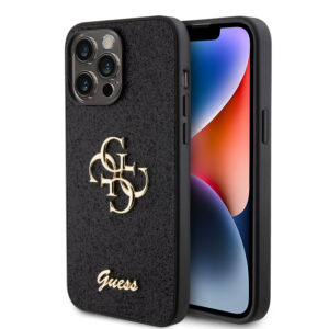 Guess Fixed Glitter 4G Logo Case Θήκη προστασίας από σιλικόνη – iPhone 15 Pro Max (Black – GUHCP15XHG4SGK) - GUHCP15XHG4SGK