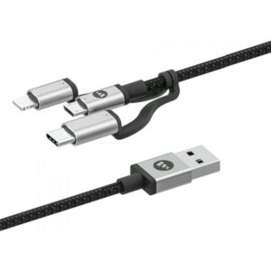 Mophie 3 σε 1 Charging Cable (microUSB / USB-C / Lightning) Αλουμινένιο καλώδιο δεδομένων (1 μέτρο – μαύρο) - 409903220