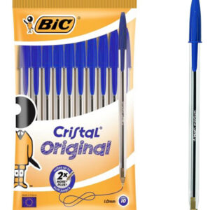 BIC στυλό διαρκείας Cristal με μύτη 1mm, μπλε, 10τμχ