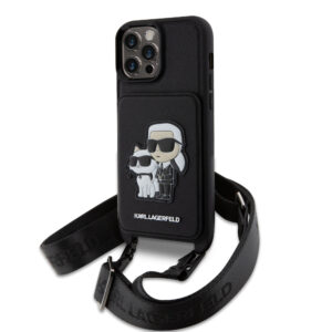 Karl Lagerfeld Crossbody NFT Cardslot Ikonik Saffiano Hard Case Karl and Choupette Θήκη προστασίας από δερματίνη με λουράκι – iPhone 13 Pro Max (Μαύρο - KLHCP13XCSAKCPMK) - KLHCP13XCSAKCPMK