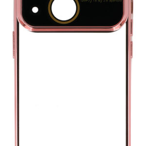 POWERTECH θήκη Electro Lens MOB-1945 για iPhone 15, διάφανη-ροζ χρυσό